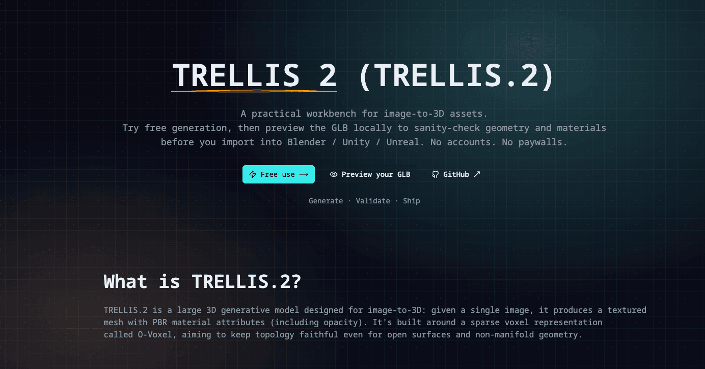 TRELLIS 2 image-to-3D demo preview
